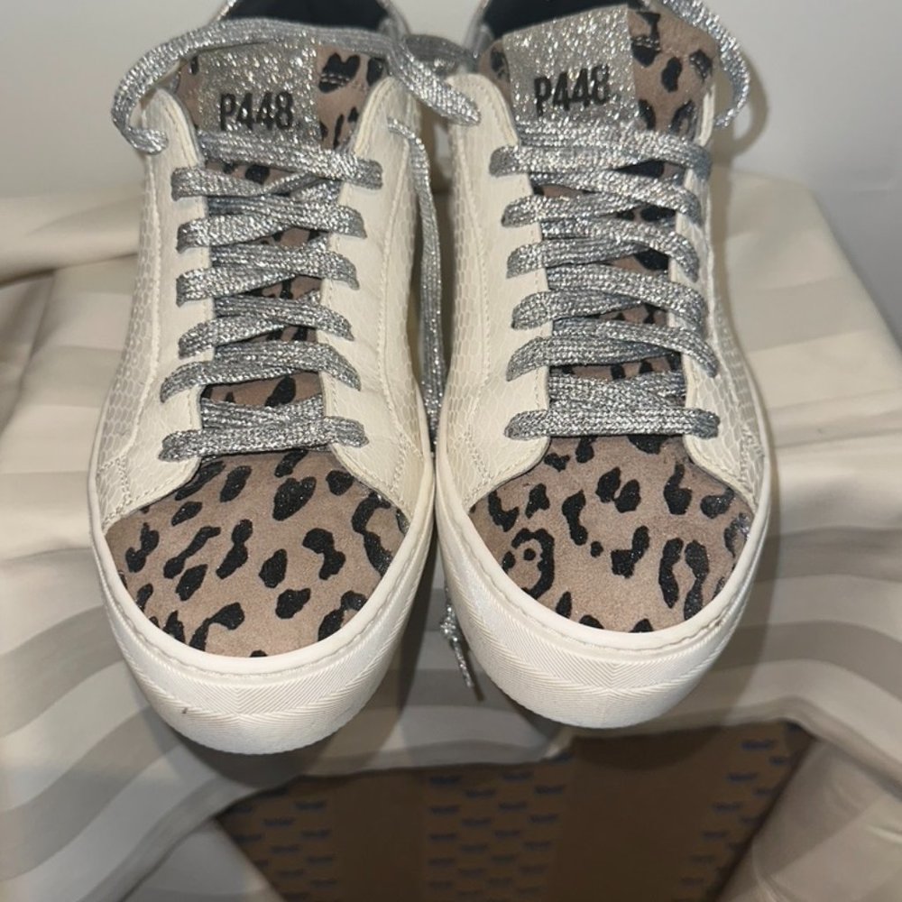 P448 silver lace sneakers like Golden Goose